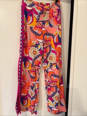 Trina Turk Multi-Color Psychedelic Swim Coverup Pants - Pink Orange Blue